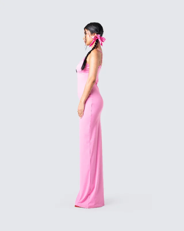 Kayla Pink Fitted Maxi Dress