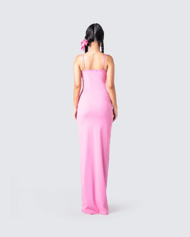 Kayla Pink Fitted Maxi Dress