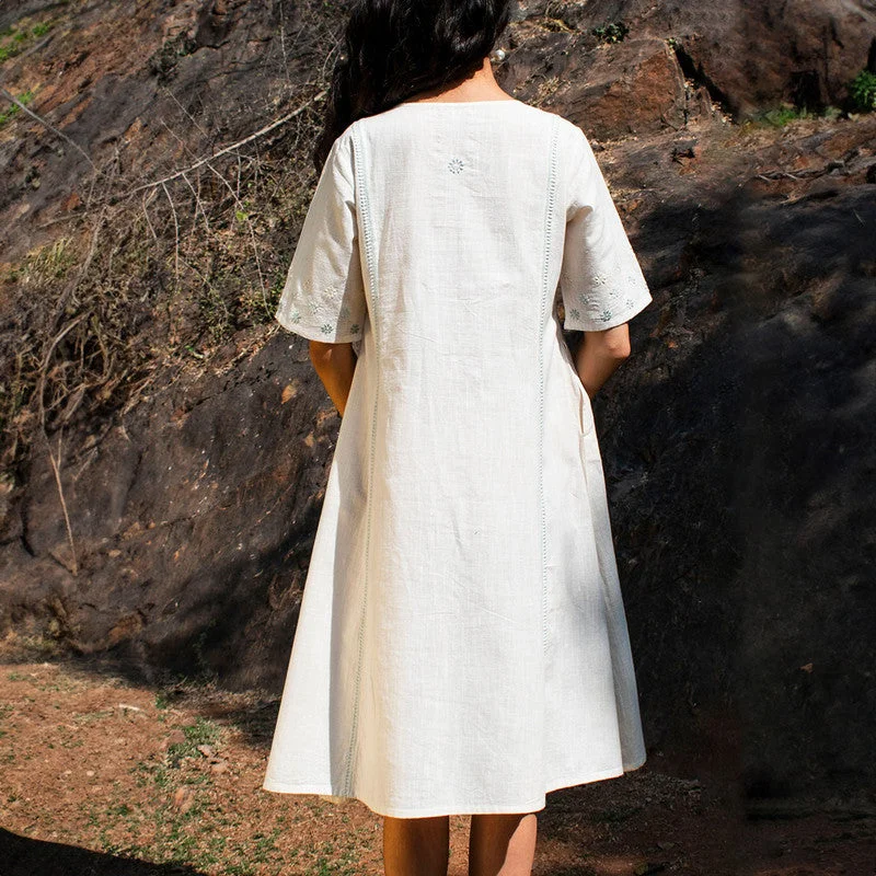 Cotton Dress for Women | Off-White | Knee Length