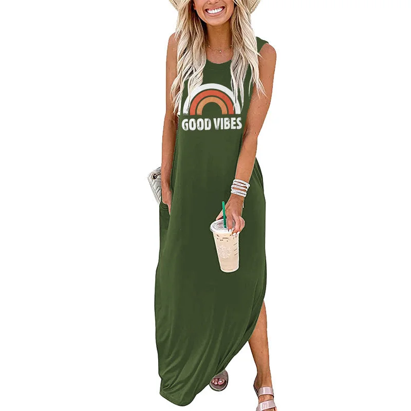 Army Green Dress (Color Picture with White Characters) / S