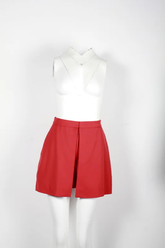 Alexander McQueen Box Pleat Mini Skirt in Red Cotton