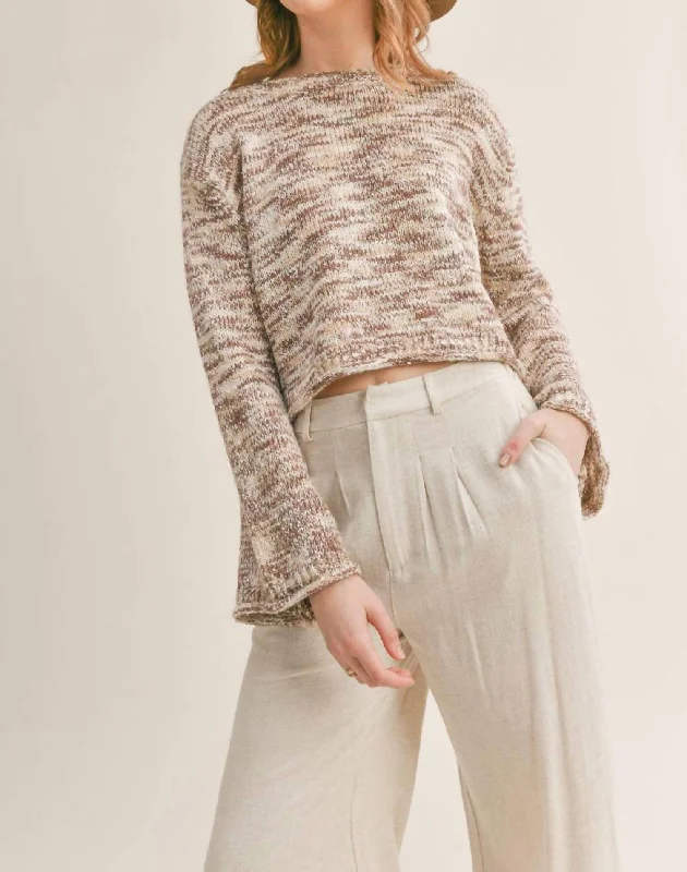 Bell Sleeve Sweater In Brown