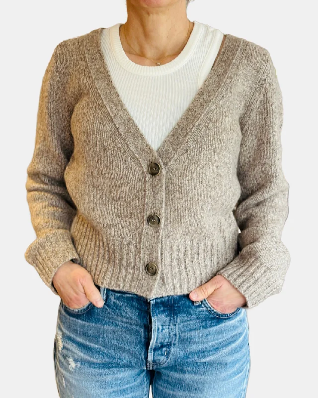 BETH CARDIGAN IN HEATHER BROWN