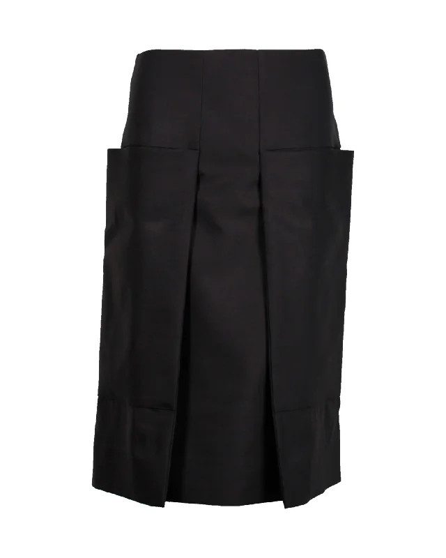 Celine Pleated Skirt in Black Wool