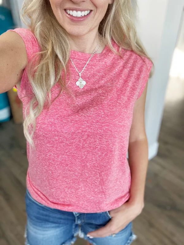 Complete Me Crew Neck Tank in Hot Coral