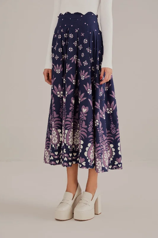 Dark Blue Ainika Martina Midi Skirt