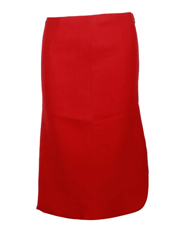 Dior Knee-Length Skirt in Red Virgin Wool