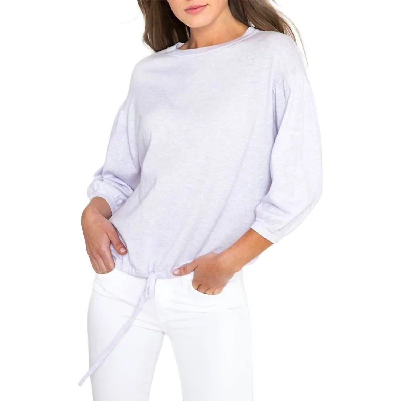 Gathered Sleeve Sweater In Lavender