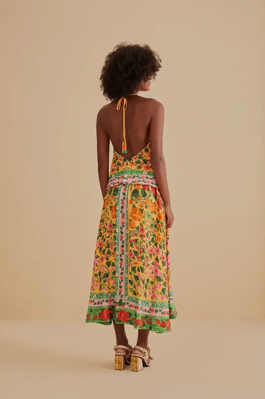 Light Yellow Heart Ivy Midi Skirt