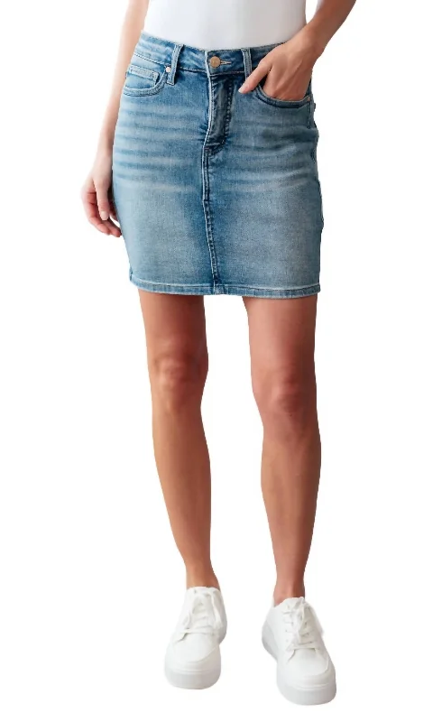 High Rise Control Top Skirt In Medium Wash