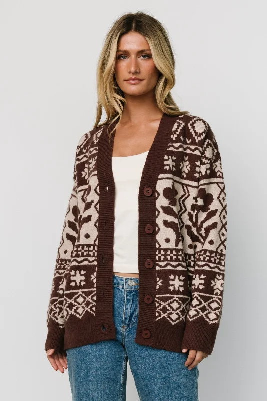 Jackson Oversized Cardigan | Dark Mocha Print