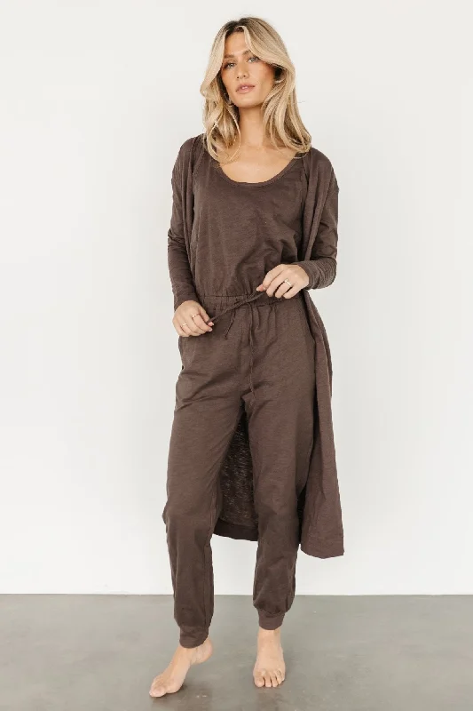 Janae Jumpsuit + Cardigan Set | Mocha