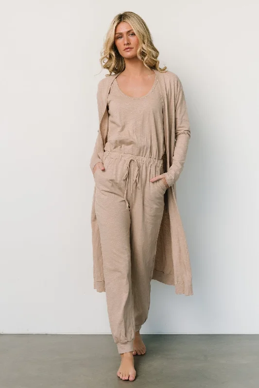 Janae Jumpsuit + Cardigan Set | Oatmeal