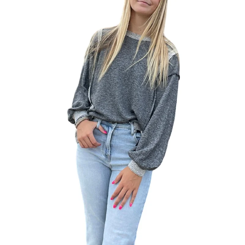 Knit Contrast Sweatshirt In Grey