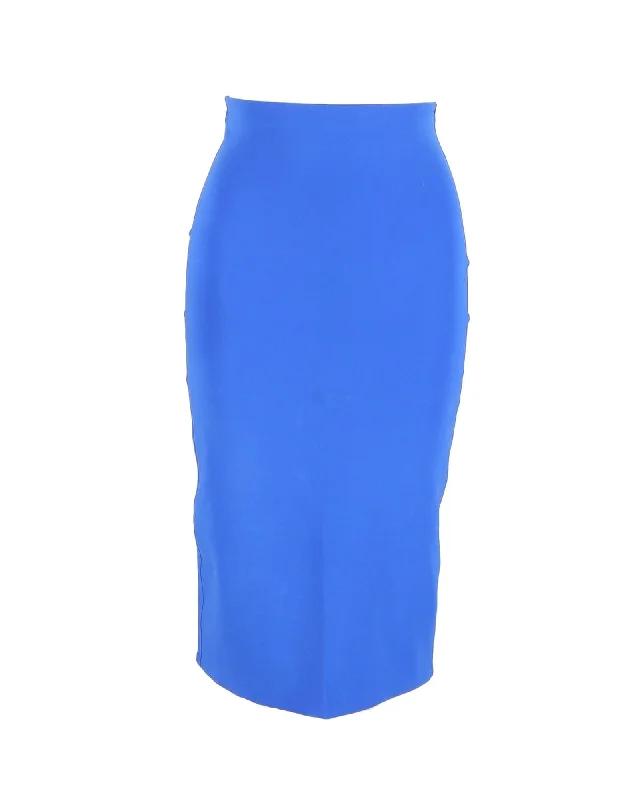 Max Mara Knee-Length Pencil Skirt in Electric Blue Silk