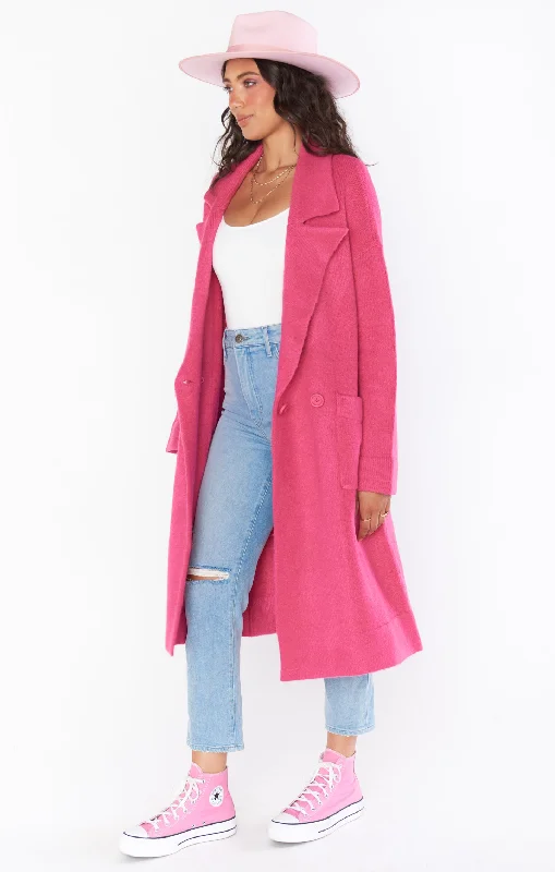 Melrose Sweater Jacket ~ Hot Pink Knit