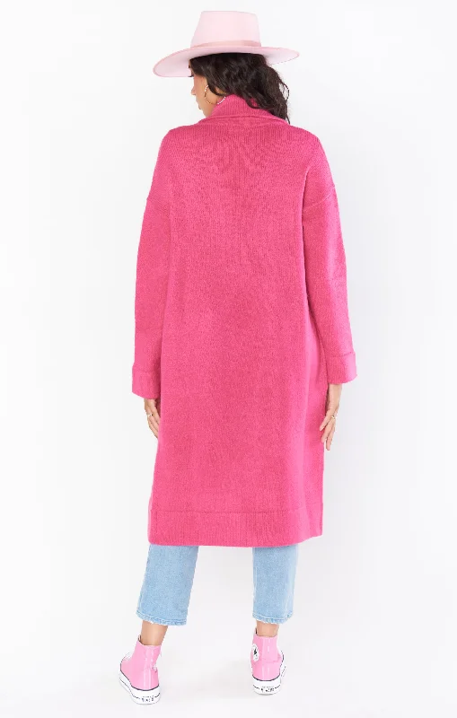 Melrose Sweater Jacket ~ Hot Pink Knit