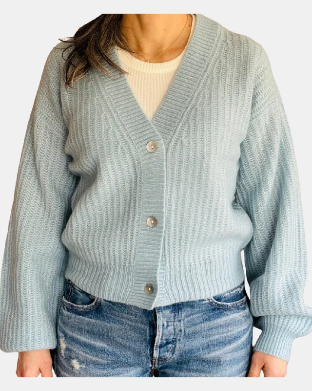 NOVA FISHERMAN CARDIGAN IN BABY BLUE