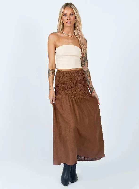 Porto Maxi Skirt Brown