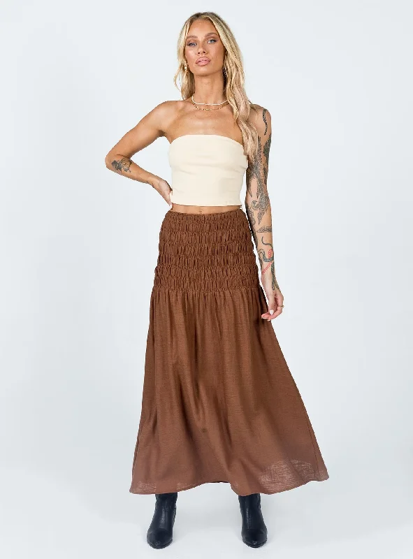 Porto Maxi Skirt Brown