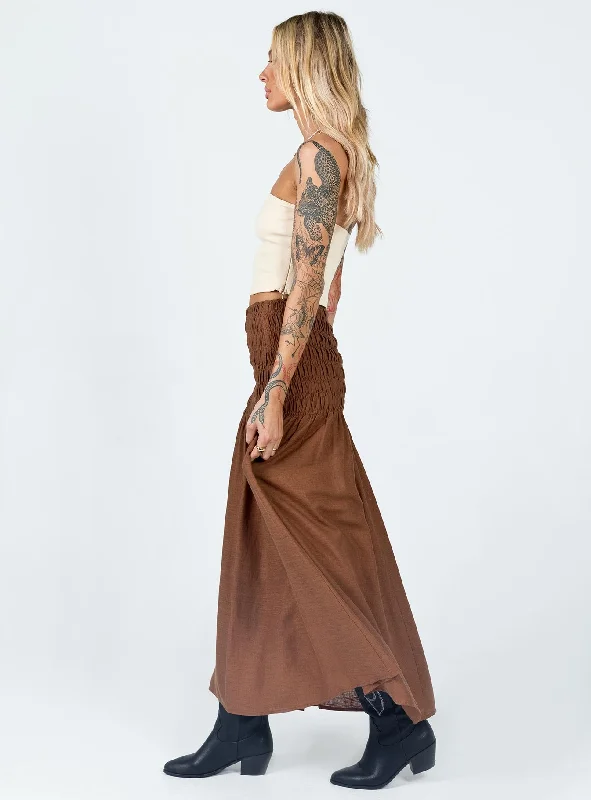 Porto Maxi Skirt Brown