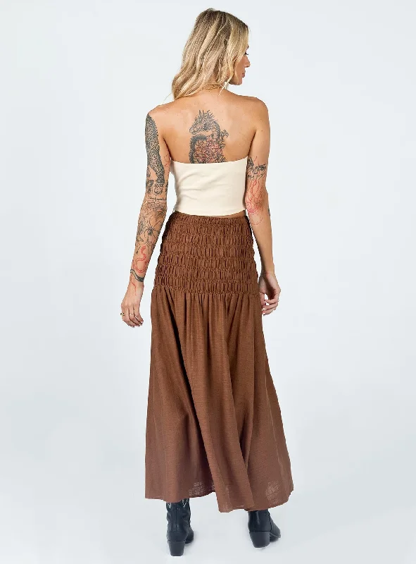 Porto Maxi Skirt Brown