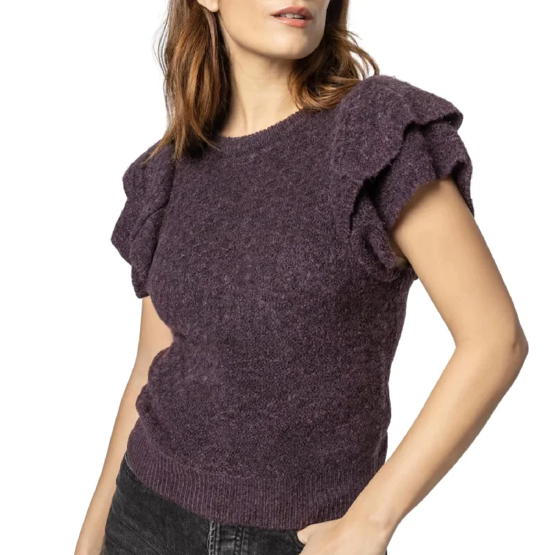 Ruffle Shell Sweater In Fig