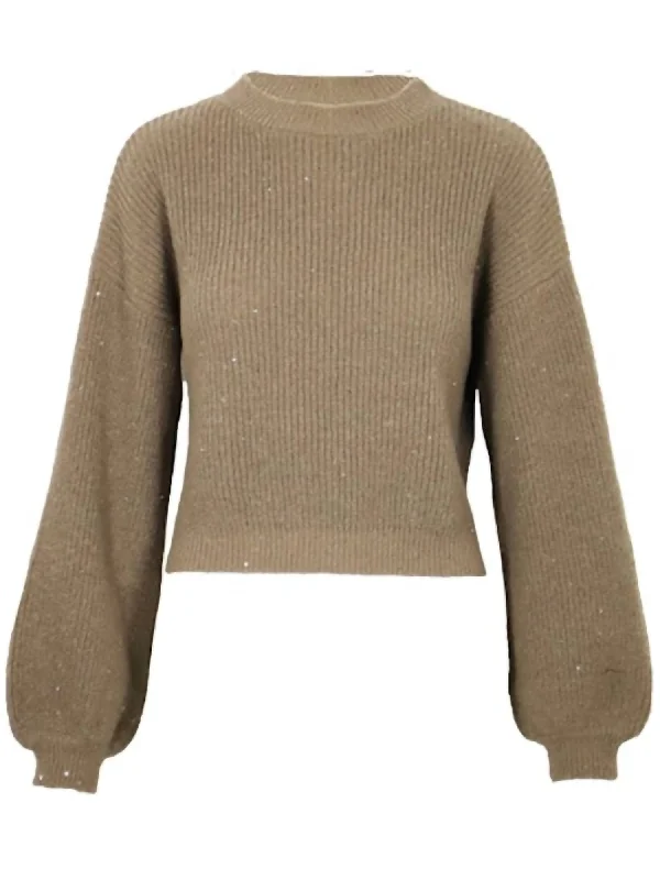 Sam Puffed Sleeve Sweater In Brown