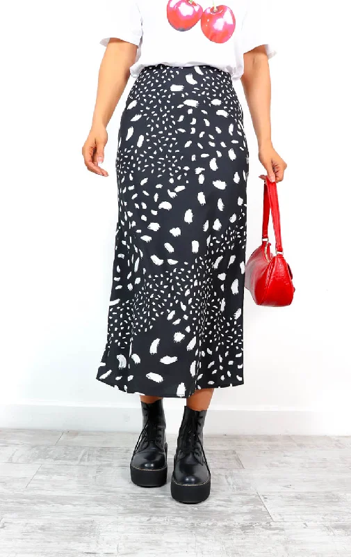 Skirt My Feelings - Monochrome Abstract Spot Midi Skirt