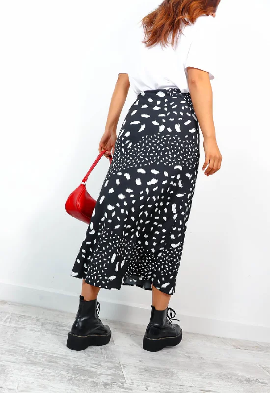 Skirt My Feelings - Monochrome Abstract Spot Midi Skirt