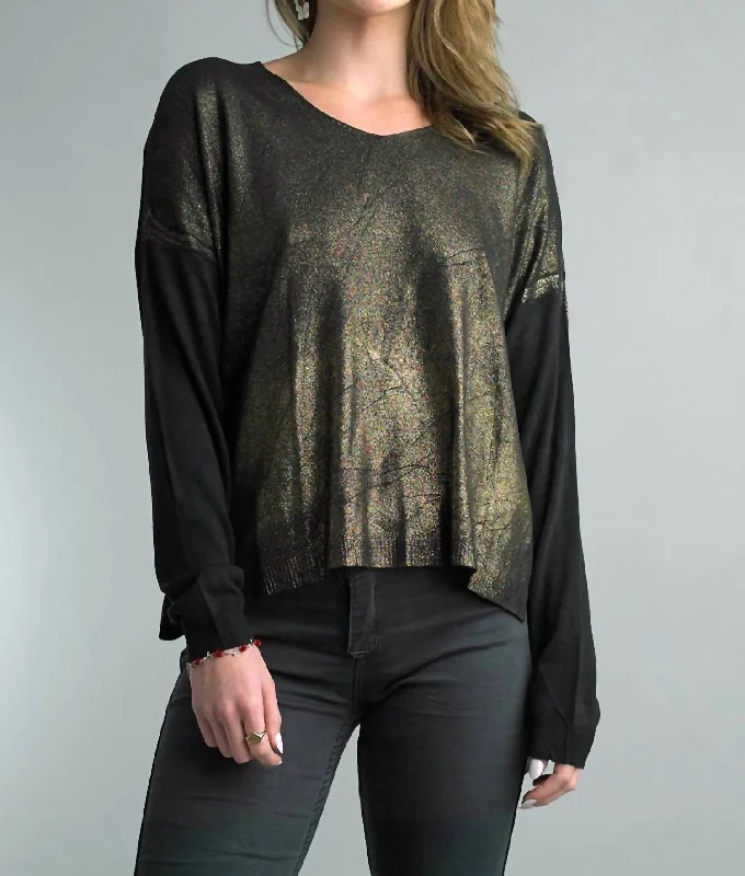 Sparkle And Shine Long Sleeve Sweater In Black