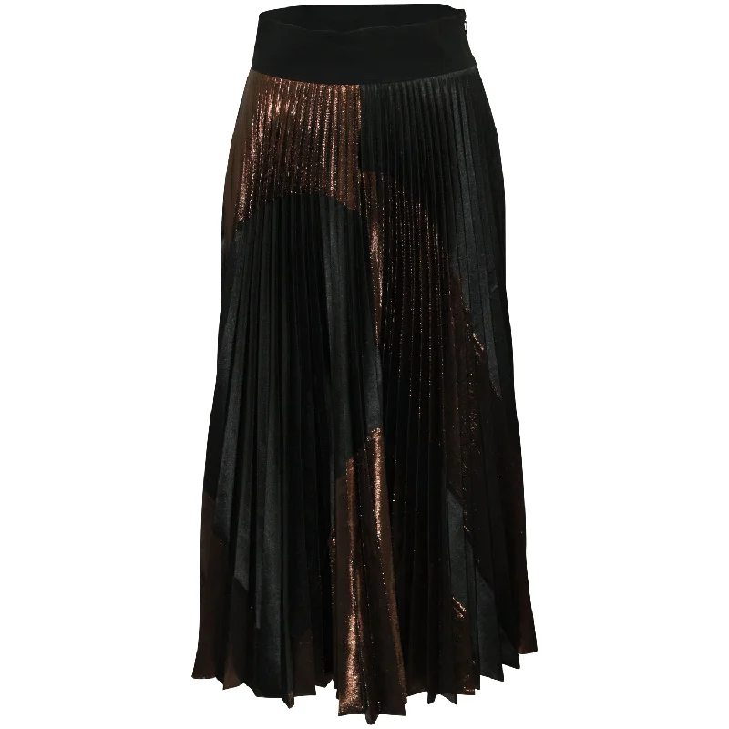 Stella Mccartney Arely Pleated Maxi Skirt in Copper and Black Lurex Polyester