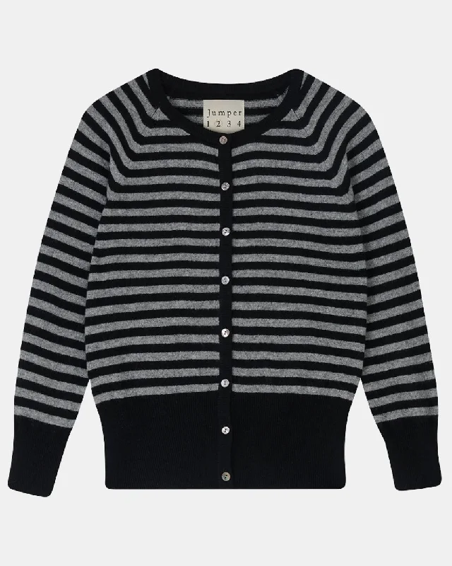 STRIPE SHRUNKEN CARDIGAN IN BLACK