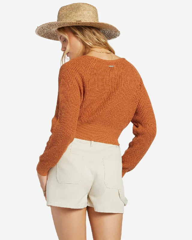 Sun Soaked V-Neck Sweater - Toffee