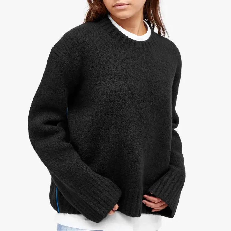 Textured Crew Sweater In Black