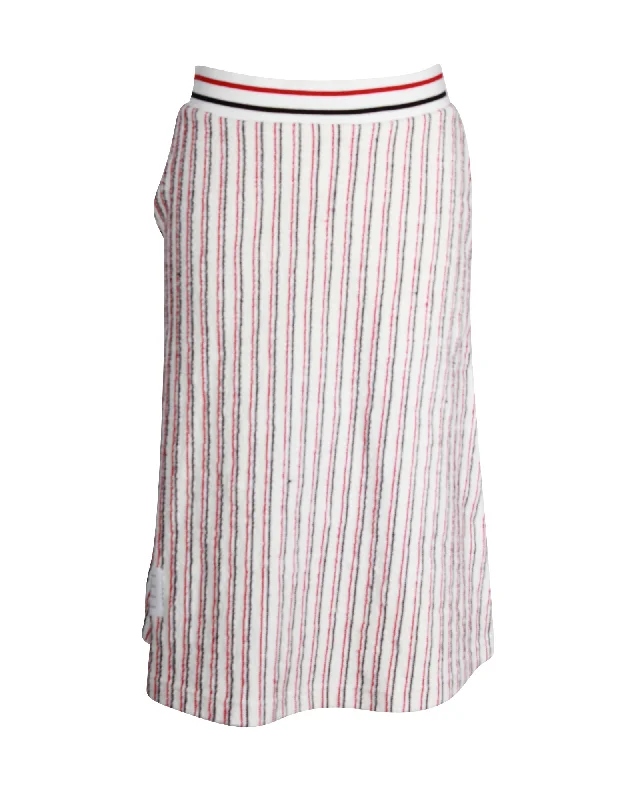 Thom Browne Striped Midi Skirt in Multicolor Cotton