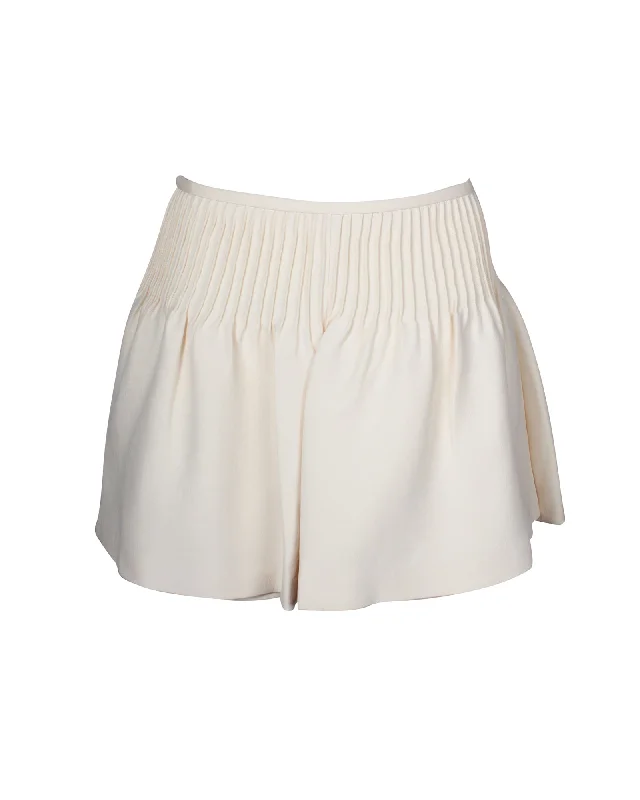 Valentino Garavani Pin Tucks Mini Skirt in Cream Wool