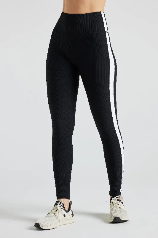 Electric Rib Color Block Legging - Black White