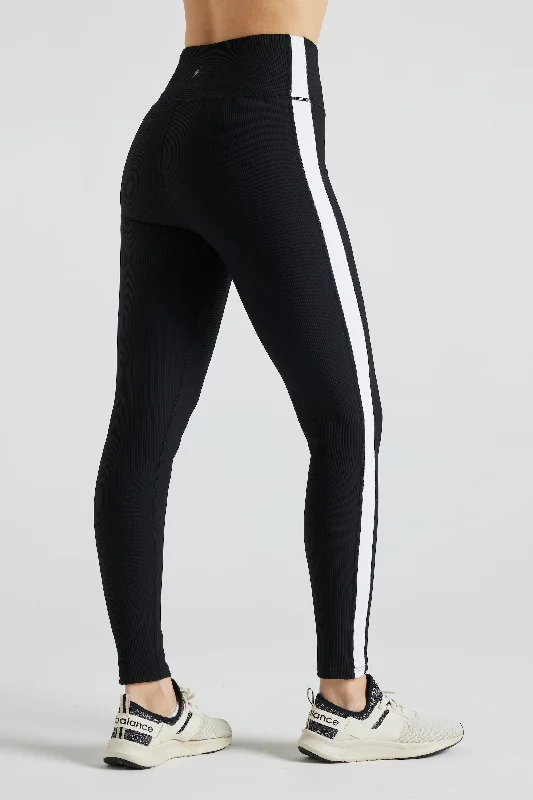 Electric Rib Color Block Legging - Black White