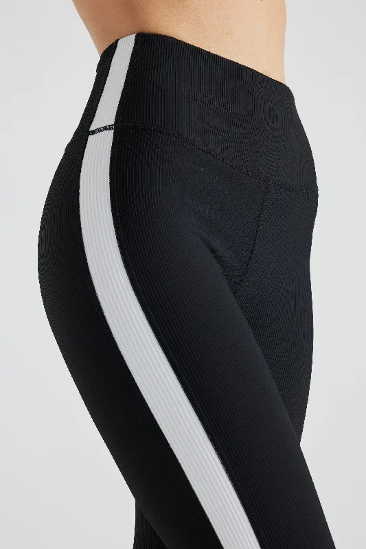 Electric Rib Color Block Legging - Black White