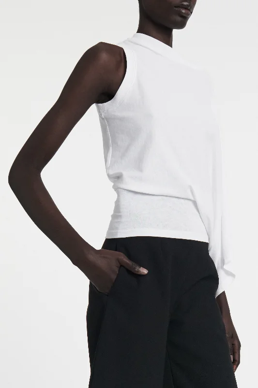 Asymmetric One-sleeve T-shirt White