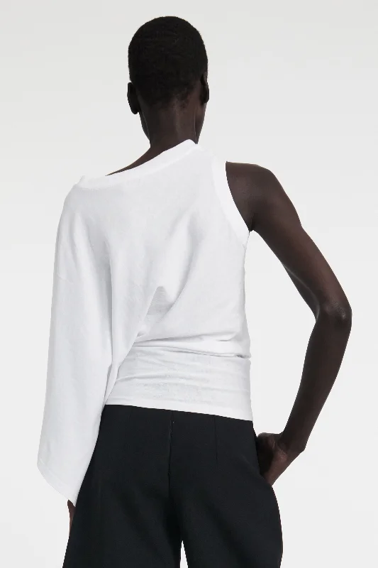 Asymmetric One-sleeve T-shirt White