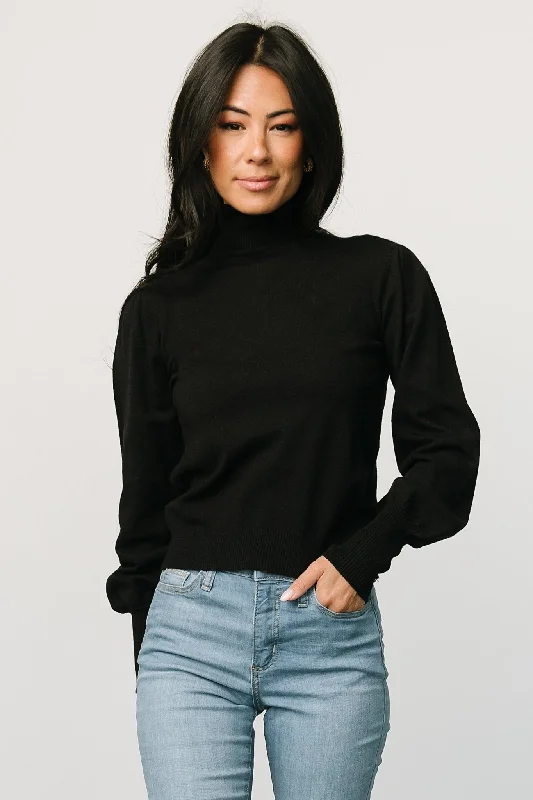 Danica Turtleneck Knit Top | Black