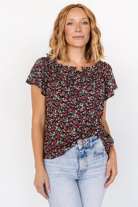 Jude Boho Top | Black + Red