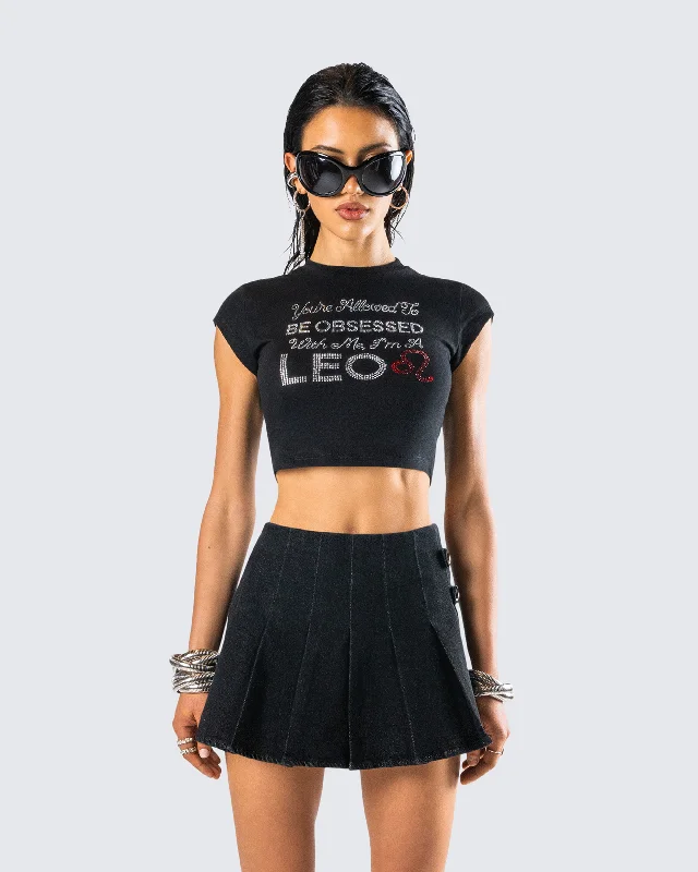 Kori Black Leo Graphic Top