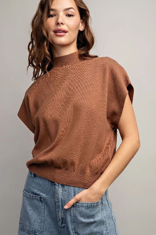 Mock Neck Top - Cocoa