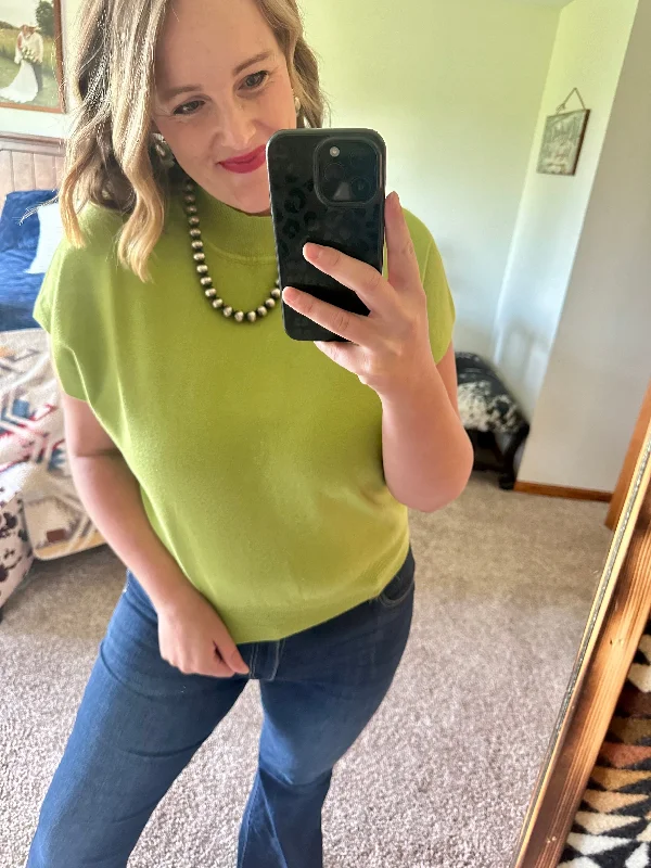 Mock Neck Top - Lime