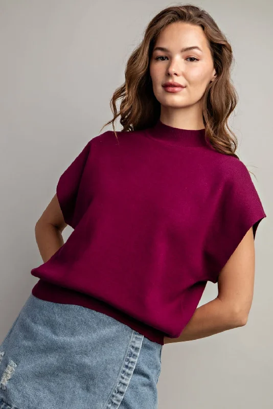 Mock Neck Top - Magenta