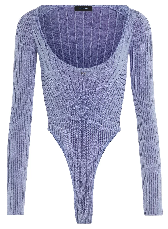 silver blue m knitted bodysuit