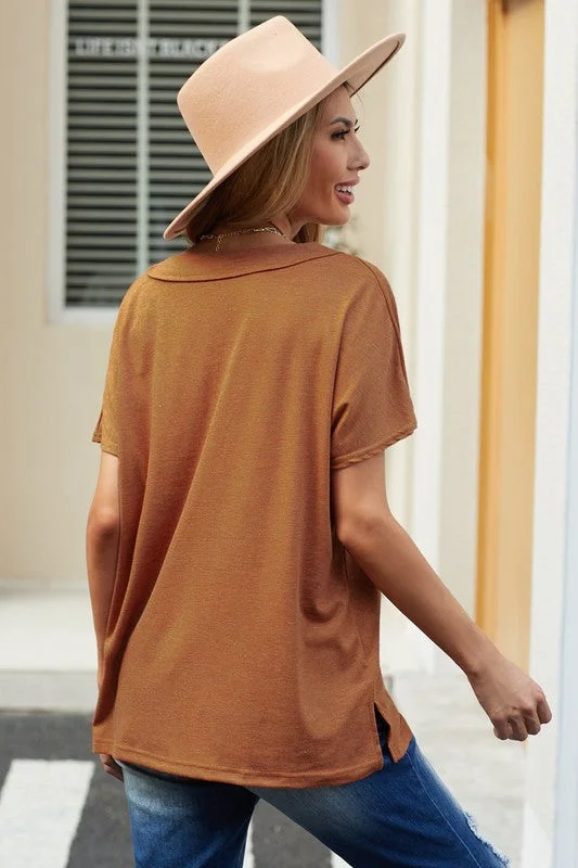 Vintage V-Neck Tee (Burnt Orange)